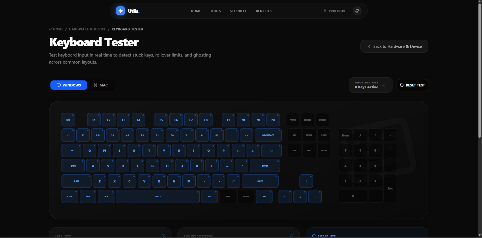 hardware test and diagnostic ui